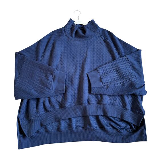 Women Yoga Nike Therma-Fit Mock Neck Long Sleeve Pullover Sweater Navy Blue XXL - Picture 1 of 8